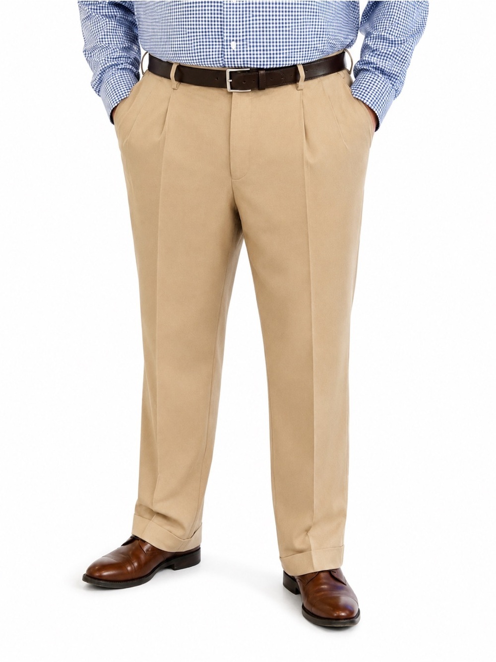 Classic Pleated Tan Dress Pants for Men